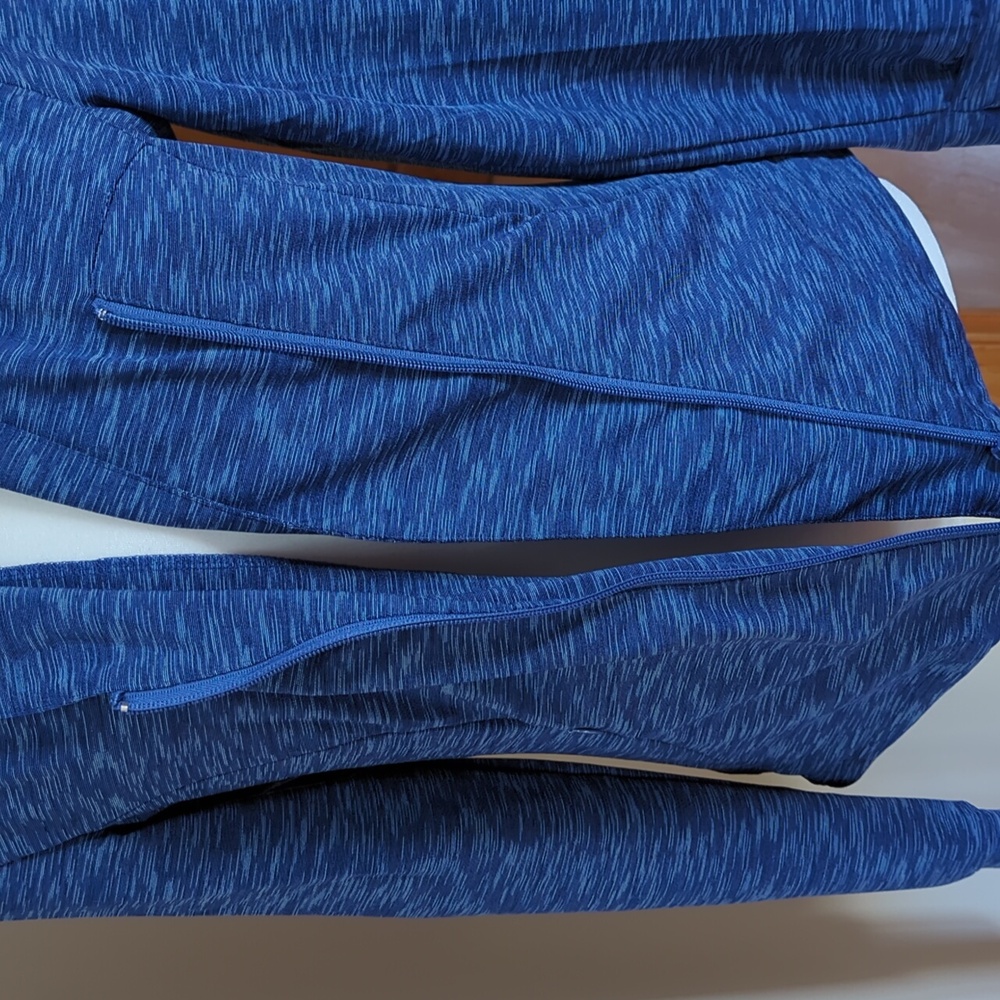 Blue Space Dye Asymmetrical Zipper Athletic Activewear Jacket LARGE Blue - Picture 10 of 13